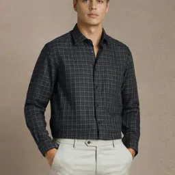 Louis Philippe Black Regular Fit Checks Shirt-picture-23