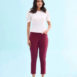 Go Colors! Maroon Plain Cropped Jeggings-picture-49