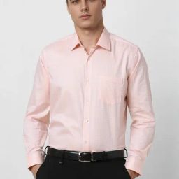 Van Heusen Peach Cotton Regular Fit Texture Shirt-picture-2