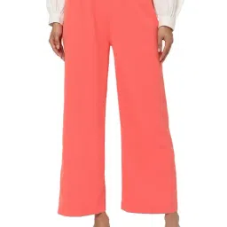 Smarty Pants Pink Cotton Lycra Flared Fit Mid Rise Trousers-image-74