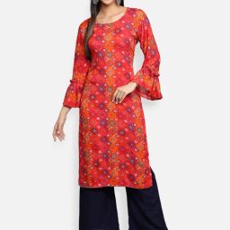 Fabclub Pink Printed Straight Kurta-picture-45