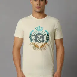 Louis Philippe Beige Cotton Slim Fit Printed T-Shirt-picture-34