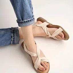 Shoetopia Kids Cream Cross Strap Sandals-image-44