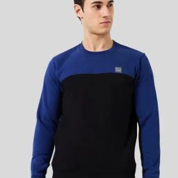 ColorPlus Blue & Black Regular Fit Colour Block Sweatshirt-picture-43