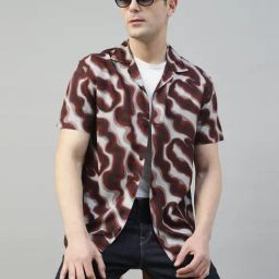 Hancock Grey & Maroon Relaxed Fit Printed Shirt-picture-13