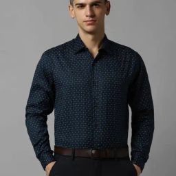 Allen Solly Navy Blue Cotton Slim Fit Printed Shirt-image-10