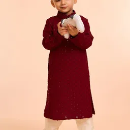 Manyavar Boys Floral Embroidered Kurta with Pyjama-image-71