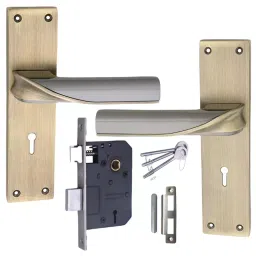 Atom MH-O56-KY-BA 200 mm Zinc Brass Antique Finish Mortise Door Handle Set with Lock Body-1