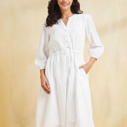 Fabindia Embroidered A-Line Midi Dress-image-87