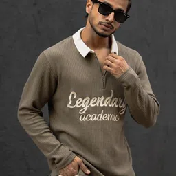 Powerlook Men Textured Typography Printed Polo Collar T-shirt-image-35