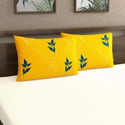 Home Ecstasy Yellow 140 TC Cotton Pillow Cover - Set of 2-image-18