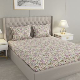 Raymond Home Beige Printed 110TC Microfiber Double Queen Bedsheet Set 2.20 m x 2.50 m-picture-21
