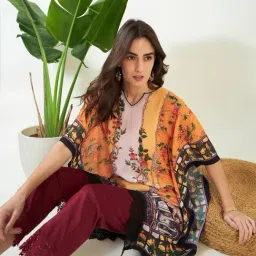 The Kaftan Company Yellow Printed A Line Kaftan image 5