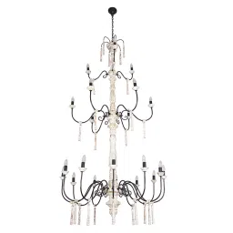 Fos Lighting Chic French Country 21 Lights 3 Tier Rustic White Wood Candelabra Chandelier S-CH12+6+3-image-68