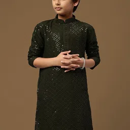 Here&Now X Sanwara Boys Ethnic Motifs Embroidered Sequinned Regular Straight Kurta-36