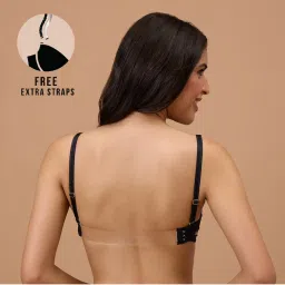 Nykd by Nykaa Multiway Luxe Transparent Back 3/4th Coverage Padded Non Wired T-Shirt Bra-NYB373-Black-picture-30
