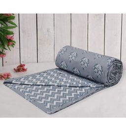 Trance Home Linen Pure Cotton Reversible Dohar Single Bed Size AC Blanket - Aurora Grey-10