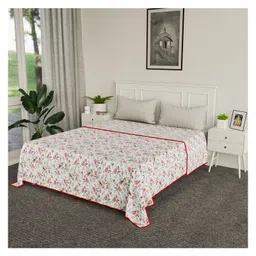 Kuber Industries Blanket Cotton Double Bed Dohar Blanket For Home Reversible AC Blanket For Travelling Blanket For Summer Blanket For Winters Leaf Print - Pink-picture-10