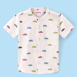 Babyhug 100% Cotton Woven Half Sleeves Shirt With Car Print - White-image-59