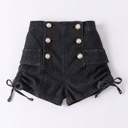 Kookie Kids Denim Shorts with Bow Detailing - Black-image-34