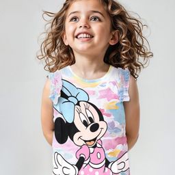Babyhug Disney Cotton Sleeveless Top With Frills Detailing & Minnie Mouse Graphics - Multicolour-image-68