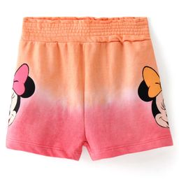 Babyhug Disney Cotton Knit Minnie Mouse Printed & Smock Detailed Above Knee Length Shorts - Multicolor-image-89