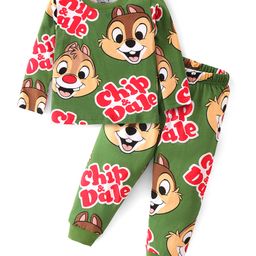 Babyhug Disney Single Jersey Knit Full Sleeves Night Suit With Chip N Dale Graphics - Green-image-35