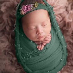 MOMISY Baby Photography Photoshoot Props Breathable Blanket Swaddle Wrap- Pearl (Green)-15