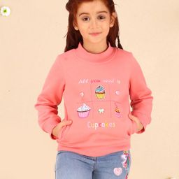 Cutecumber Full Sleeves Hearts & Bow Applique Detailed With Cup Cakes Patch Printed Top - Pink-image-48
