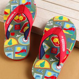 Cute Walk by Babyhug Slip on Flip Flops with Stamp Print - Red-image-68