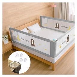 Safe-O-Kid Baby Bed Rail Guard for Toddler Safety, Portable, Adjustable Height, Three Bed Side Rail - Grey-image-59