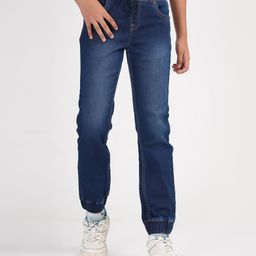 Zion Cotton Denim Mild Washed Joggers - Navy Blue-image-6