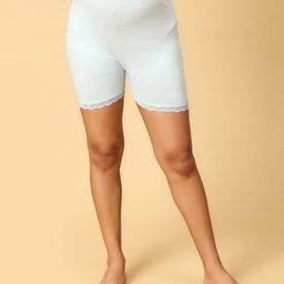 The Mom Store Cotton Solid High Waist Maternity Shorts -Sky Blue-image-73