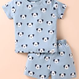 Ollypop Sinker Knit Half Sleeves Shorts Nightsuit with Koala Print - Light Blue-image-9
