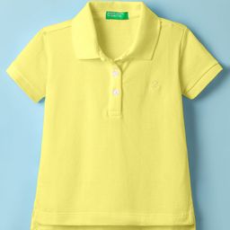 UCB Knit Half Sleeves Solid Color Polo T-Shirt - Yellow-image-61