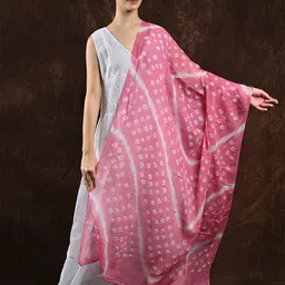 Exotic India Bandhani Leheria Tie-Dye Printed Pure Cotton Dupatta From Gujarat-picture-30