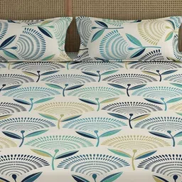 Myntra Elegant Homes Green Floral Fitted 300 TC King Bedsheet Set 1.82 m x 1.98 m x 8 cm-image-60