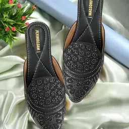 FLYING&SAM Women Embellished Mules with Western - Embellished-picture-7