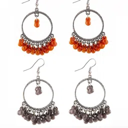 Combo Silver Oxidize Orange & Grey Earrings for Girls-39