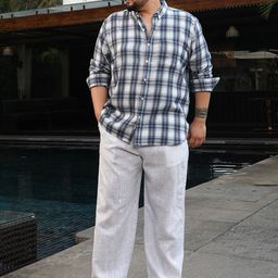 Instafab Plus Checked Comfort Spread Collar Cotton Shirt-image-34
