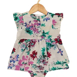 HERE&NOW Girls Cotton Floral Printed Fit and Flare Dress-image-16
