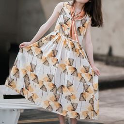 INCLUD Girls Printed Sleeveless Fit & Flare Midi Dress-image-18
