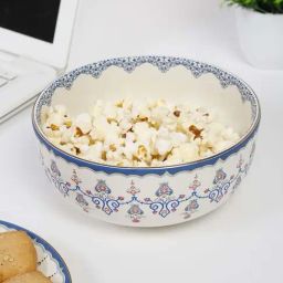 Fabindia Home Lavanya Blue & White Ceramic Small Serving Bowl (800ml)-30