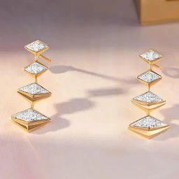 Mia by Tanishq Mia by Tanishq Disco Beat Gold & Diamond Drop Earrings-image-11