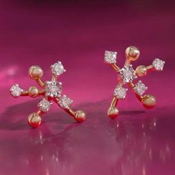 Mia by Tanishq Mia by Tanishq Groovy Glow Gold & Diamond Stud Earrings-image-74