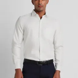Peter England Elite White Cotton Slim Fit Self Pattern Shirt-image-48