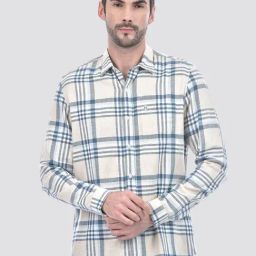 Numero Uno Blue Cotton Slim Fit Checks Shirt-image-34