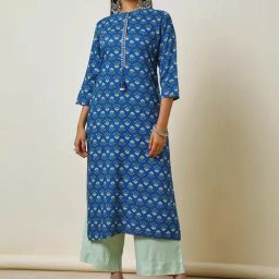 Soch Blue Printed Straight Kurtis-image-95