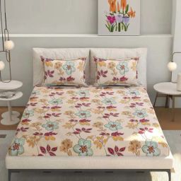 Florida BS-Prime Bisque Microfibre 180 TC King Size Bedsheet with 2 Pillow Covers-image-20