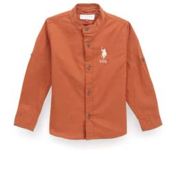 U.S. Polo Assn. Kids Brown Cotton Logo Full Sleeves Shirt-image-84